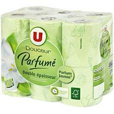 Papier toilette parfume vert 2 plis U, 12 rouleaux