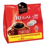 Regal, cafe torrefie moulu en dosettes, le paquet de 36 dosettes - 250g