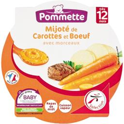 Pommette, Mijote de Carottes et Boeuf avec morceaux, des 12 mois, l'assiette de 230 g