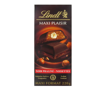 Maxi Plaisir, Chocolat noir praline et noisettes entieres