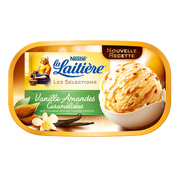Glace vanille La Laitiere Amandes caramelisees 850ml