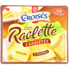 Fromage raclette Les Croises 3 varietes 26% MG 700g