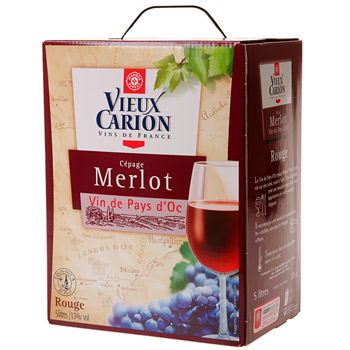 Vin rouge Vieux Carion Merlot bag in box 5l