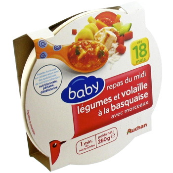 Auchan baby repas du midi legumes volaille 260g des 18 mois
