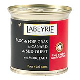 Bloc foie gras canard Labeyrie Morceaux IGP sud-ouest 185g