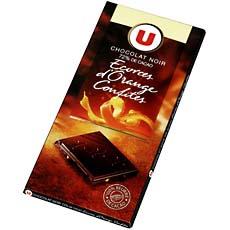 Chocolat noir de degustation 72% aux ecorces d'orange U, 100g