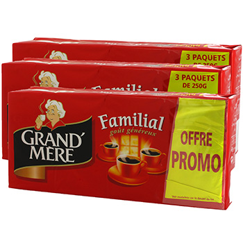 Cafe grand mere familial 12x250g - Tous les produits cafés moulus & en  grains - Prixing