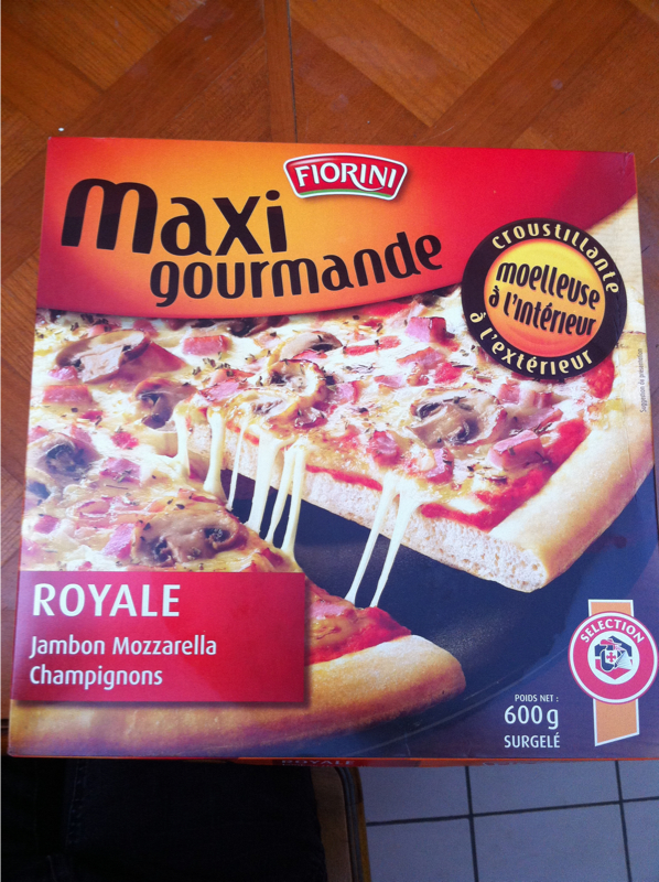 Fiorini, Pizza Royale Maxi Gourmande jambon mozza champignons, la pizza de 600g