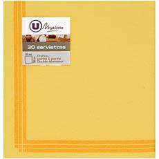 Serviettes en papier toucher textile U, 33x33cm, jaune mimosa, 30 unites