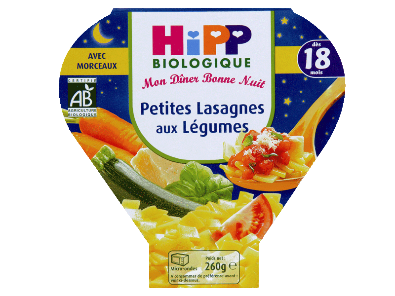 Petites lasagnes aux legumes assiette, L'assiette 260G
