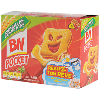 Biscuits BN Pocket A la pulpe de fraise x20 375g
