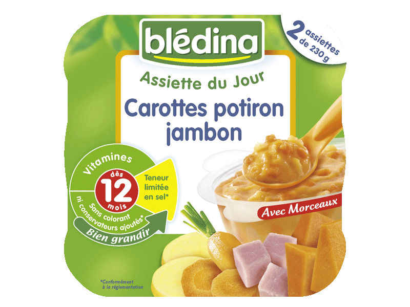 Assiette du jour Carottes potiron jambon 2x230g
