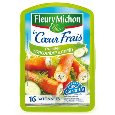 Batonnets de surimi Coeur Frais sauce concombre aneth FLEURY MICHON, 244g