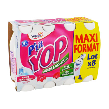 yaourts à boire p'tit yop framboise 8x180g
