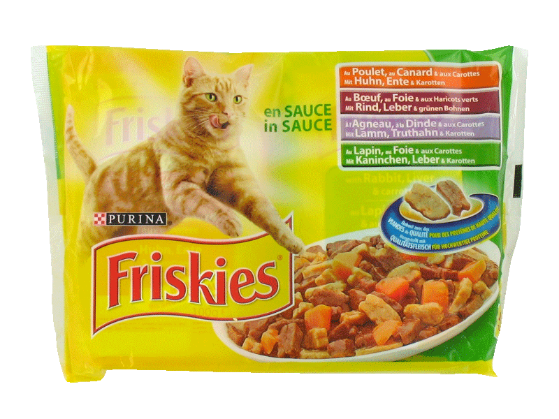 Friskies,Aliment complet pour chat en sauce, les 4 sachets de 100g