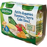 Petits pots pour bébé légumes pommes de terre et colin BLEDINA, dès 6mois, 2x200g