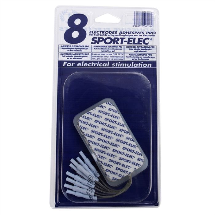 Sport-Elec Électrodes rectangulaires 8 pièces Bleu/Blanc 89 x 50 mm