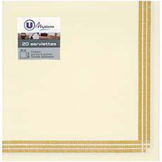 Serviettes en papier toucher textile U, 38x38cm, 20 unites, vanille