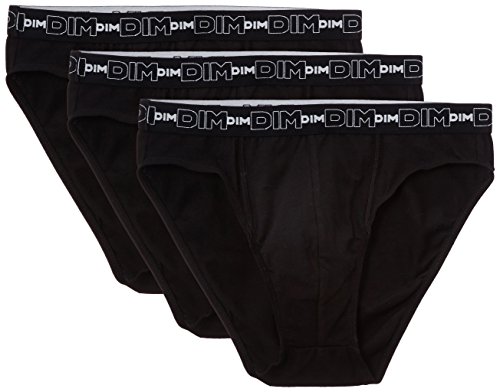 3 Slips Coton Stretch DIM, noir, noir et noir, taille 3