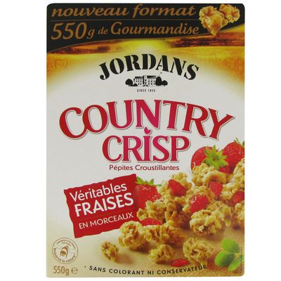 Cereales Country Crisp aux morceaux de fraise JORDANS, 550g