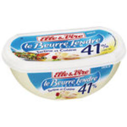 Beurre doux tendre allege 41% matiere grasse. Tartine et cuisson