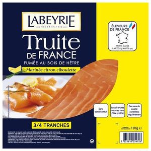 Labeyrie, Truite de France marinée citron/ciboulette, le sachet de 3-4 tranches - 110 g