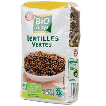 Lentilles vertes Bio Village Bio 500g