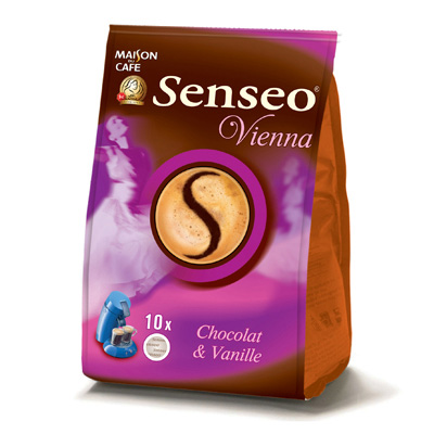 Senseo - Cafe moulu dosette filtre, Vienna, saveur chocolat & vanille, le paquet de 10 dosettes - 69g