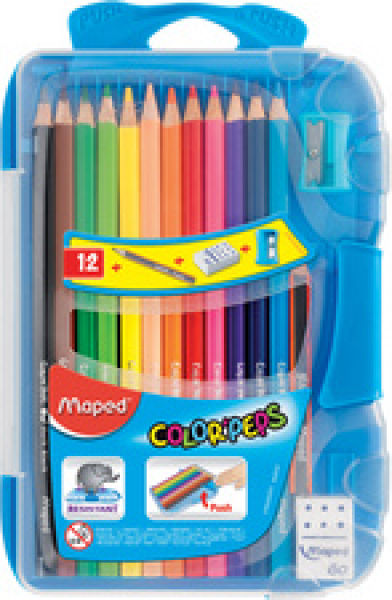 Crayons de couleurs Maped x12 + 1 gomme