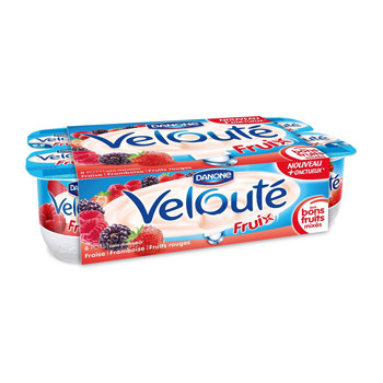 Danone, Veloute - Yaourts Fruix, 3 varietes, sans morceaux, les 8 pots de 125 g