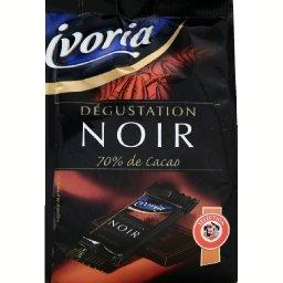 Ivoria, Degustation noir, chocolat noir superieur, 70% de cacao, mini tablettes, le paquet,200g
