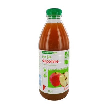 Mieux Vivre Bio - Jus de pomme Issu de l'agriculture biologique flash pasteurise refrigere.