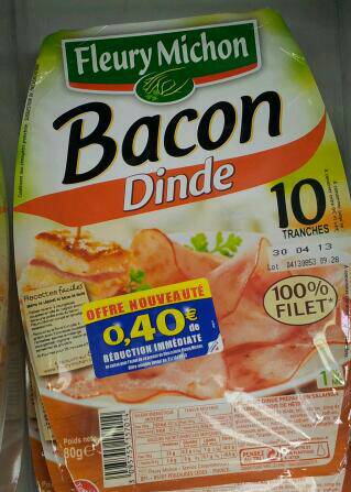 Bacon de dinde FLEURY MICHON, 10 tranches, 80g