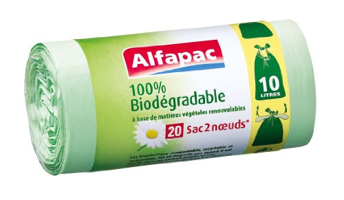 Sacs poubelle 100% biodegradable Sac 2 Noeuds ALFAPAC,10lx20
