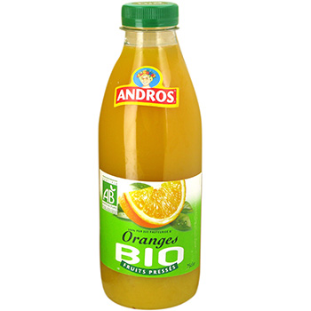 Andros Fruits Pressés - Jus d'oranges BIO la bouteille de 75 cl