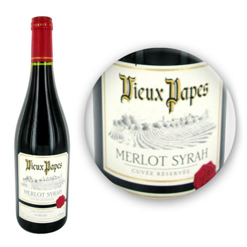 Vin rouge de France Merlot Syrah rouge VIEUX PAPES, 75cl