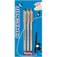 PAPERMATE Lot de 2 stylos bille gommable pointe moyenne Replay encre bleue  pas cher 