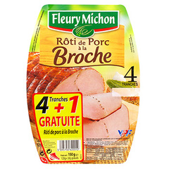 Rôti de porc tradition à la broche FLEURY Michon 4 tranches + 1 tranche 150g