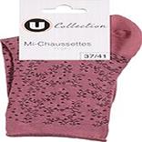 Mi-chaussette fantaisie U COLLECTION, rose, taille 37/41