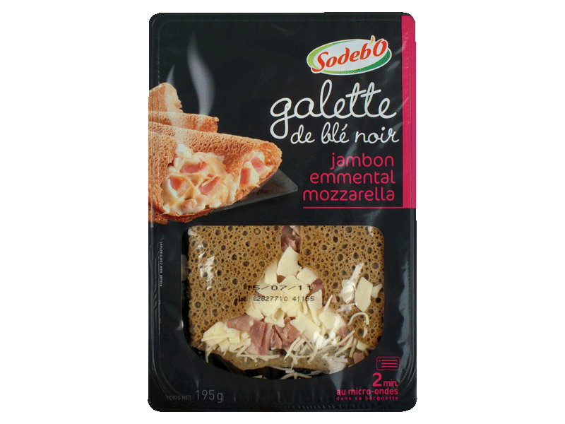 Galette jambon, emmental et mozzarella SODEBO, 195g