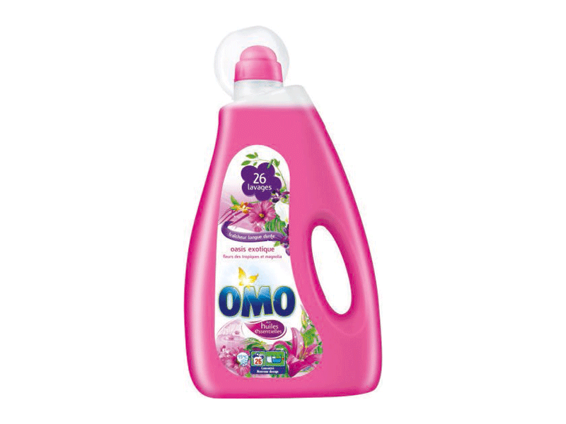 Omo, Lessive liquide Oasis Exotique aux huiles essentielles, le bidon de 2 l