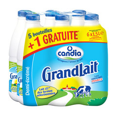 Candia Grandlait - Lait 1/2 écrémé stérilisé UHT le pack de 5x1.5L