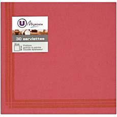 Serviettes en papier toucher textile U, 33x33cm, rouges, 30 unites