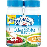 Crème UHT fluide légère 12% de MG BRIDELICE, bouteille 2x25cl