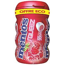 Chewing gum sans sucre ajoute fraise MENTOS Squeez, box de 45 dragees, 90g