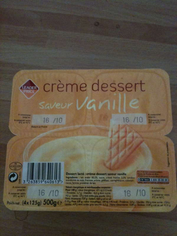 Crème dessert vanille 4x125g