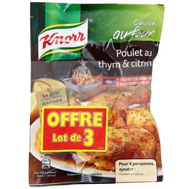 Knorr sachet cuisson poulet au four citron thym lot 3x20g - Tous les  produits assaisonnements - Prixing