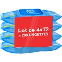 Mixa Bébé Lingettes ultra-fraîches à l'eau nettoyante le lot de 4 paquets de 72 lingettes