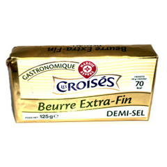 Beurre extra fin Les Croises Demi-sel 80%mg 125g