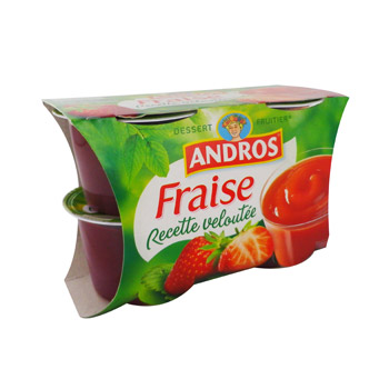Dessert fruitier fraise Recette Veloutee ANDROS, 4x97g